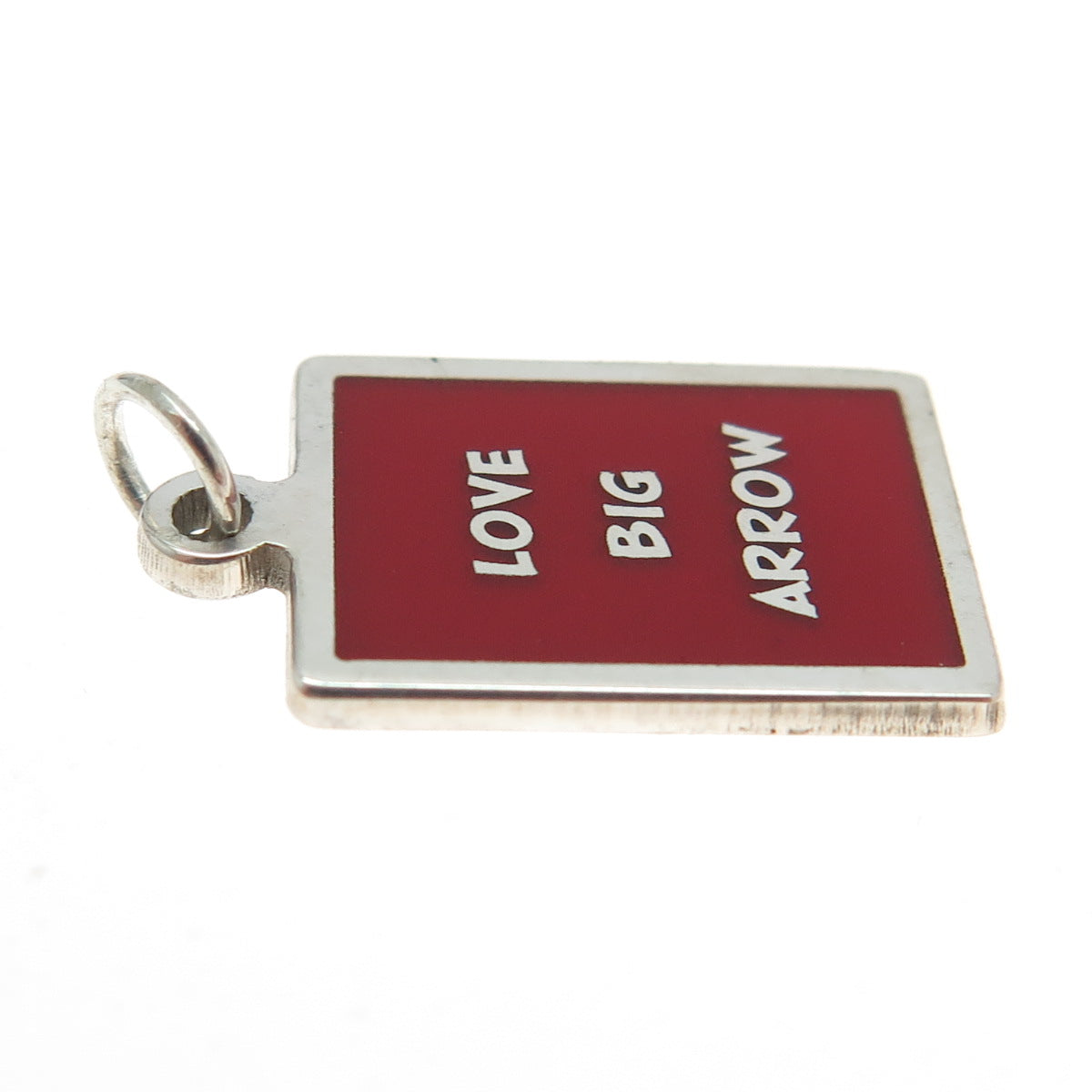 925 Sterling Silver Red Enamel "Love Big Arrow" Minimalist Charm Pendant