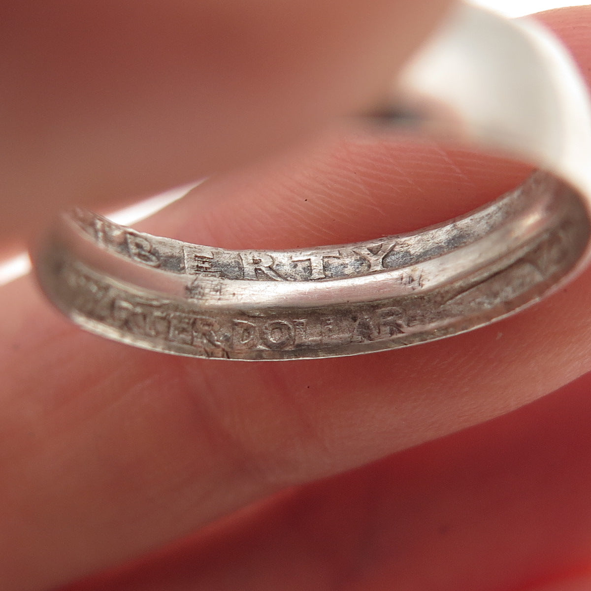 900 Silver Antique 1944 US Washington Quarter Dollar Coin Band Ring Size 7