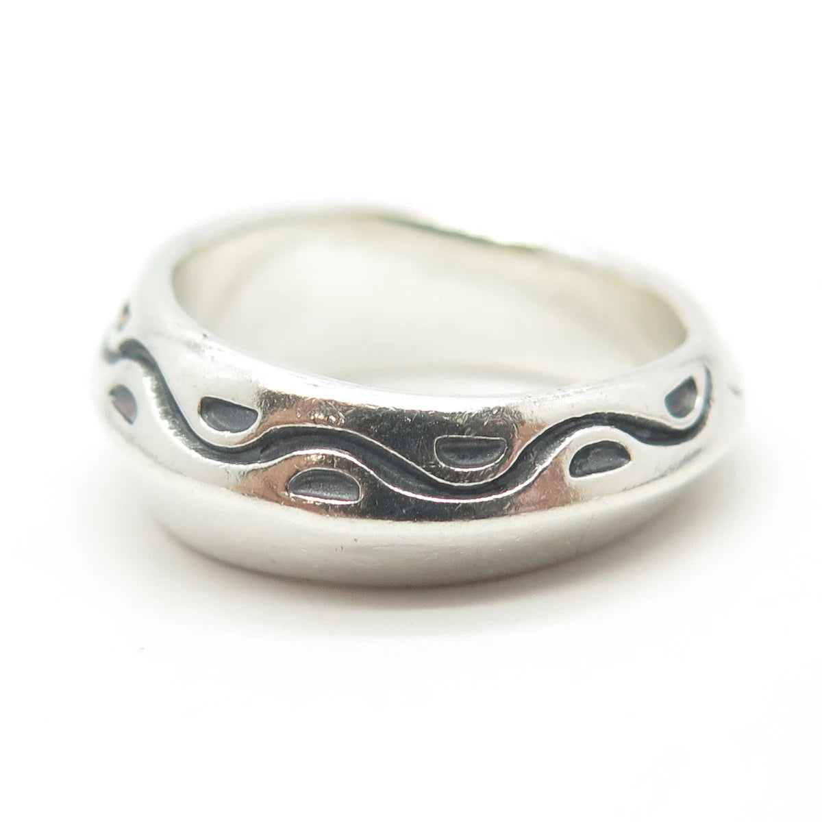 925 Sterling Silver Vintage Modernist Ring Size 7