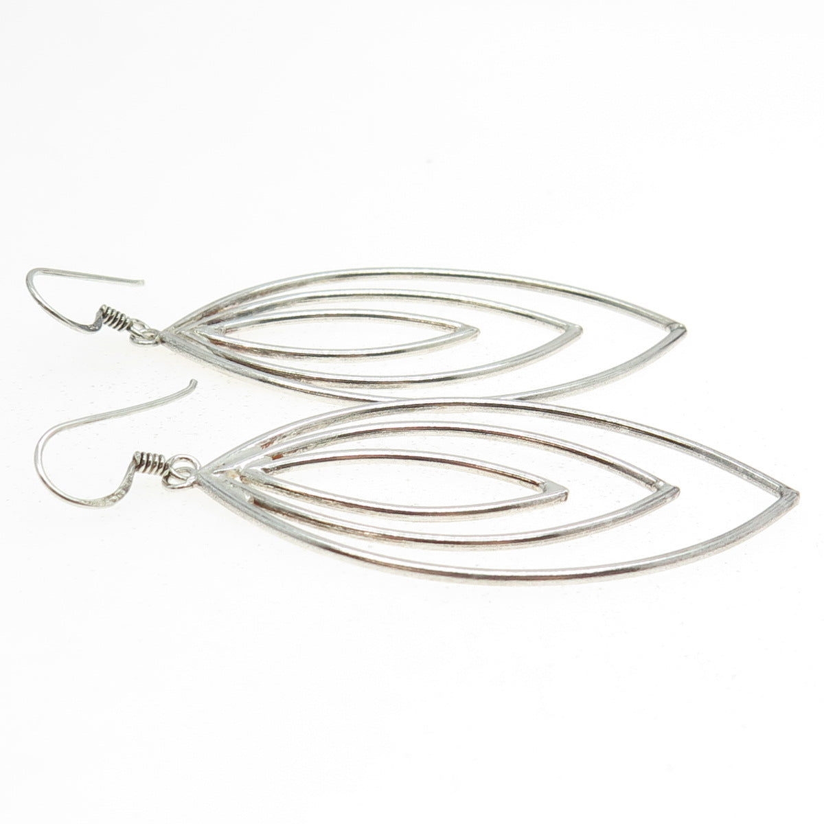 925 Sterling Silver Vintage Multi-Row Modernist Dangling Earrings