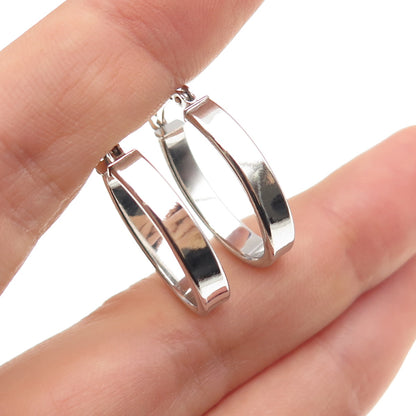 925 Sterling Silver Oval Hoop Earrings