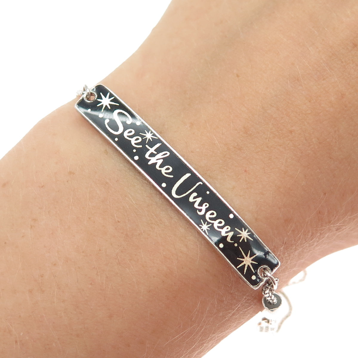 ALEX & ANI DISNEY 925 Sterling Enamel See The Unseen Adjustable Bracelet 6-10"