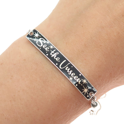 ALEX & ANI DISNEY 925 Sterling Enamel See The Unseen Adjustable Bracelet 6-10"