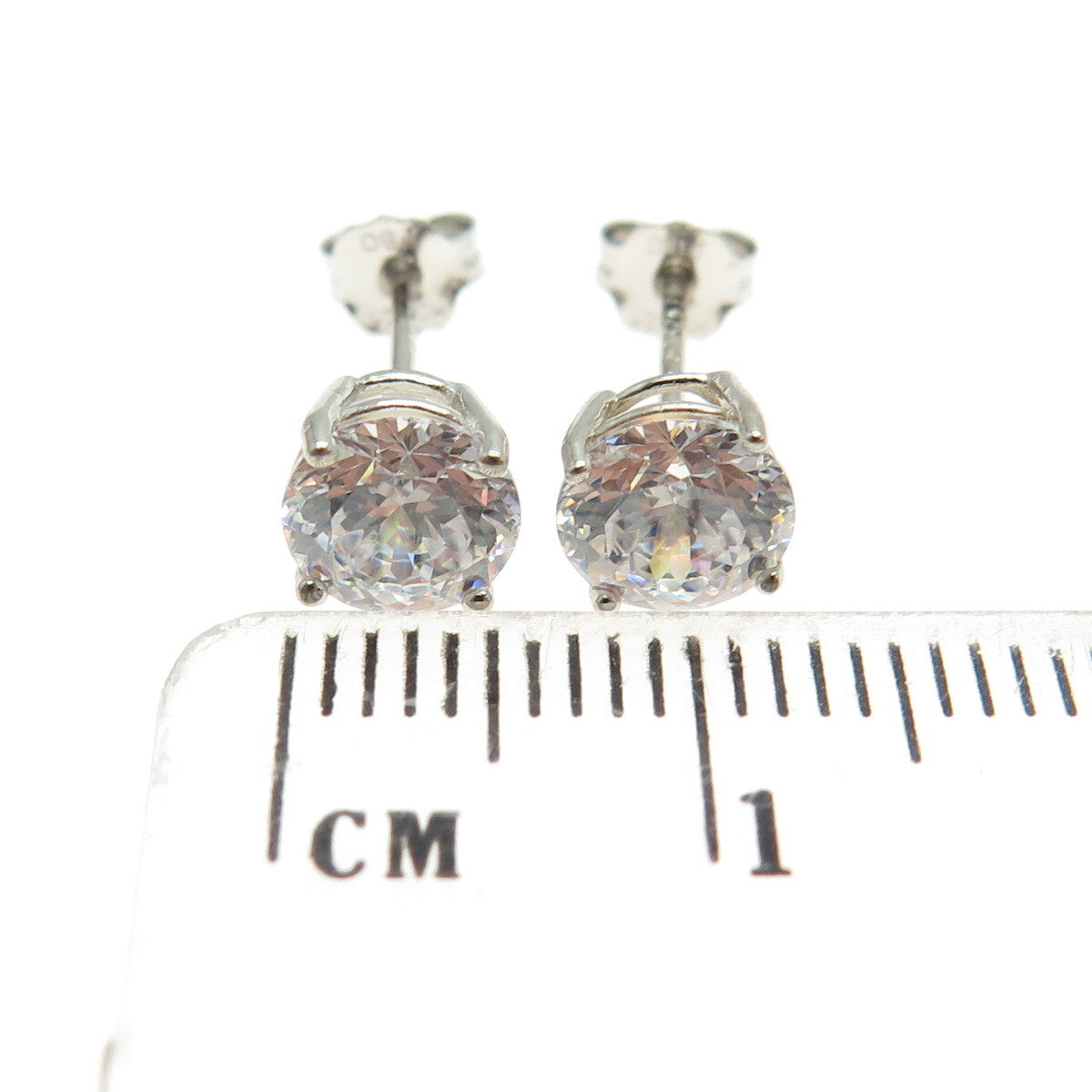DEE BERKLEY JEWELRY 925 Sterling Silver Round-Cut Shaped C Z Stud Earrings