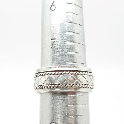 925 Sterling Silver Vintage DGS Turkey Hand Braided Wedding Band Ring Size 8.25