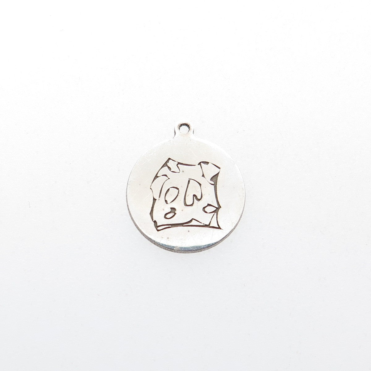 TWO IN TOWN 925 Sterling Silver Engraved Dog Round Tag Minimalist Charm Pendant