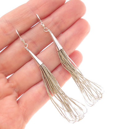 Old Pawn 925 Sterling Silver Vintage Southwestern Liquid Chain Dangle Earrings