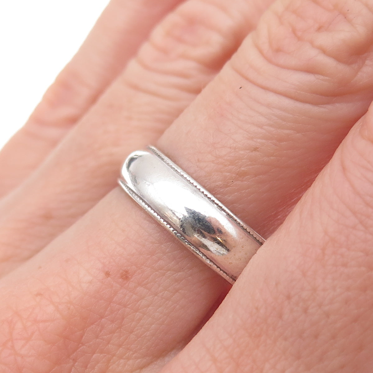 Seta 925 Sterling Silver Vintage Wedding Oxidized Band Ring Size 10.25