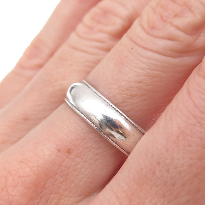Seta 925 Sterling Silver Vintage Wedding Oxidized Band Ring Size 10.25