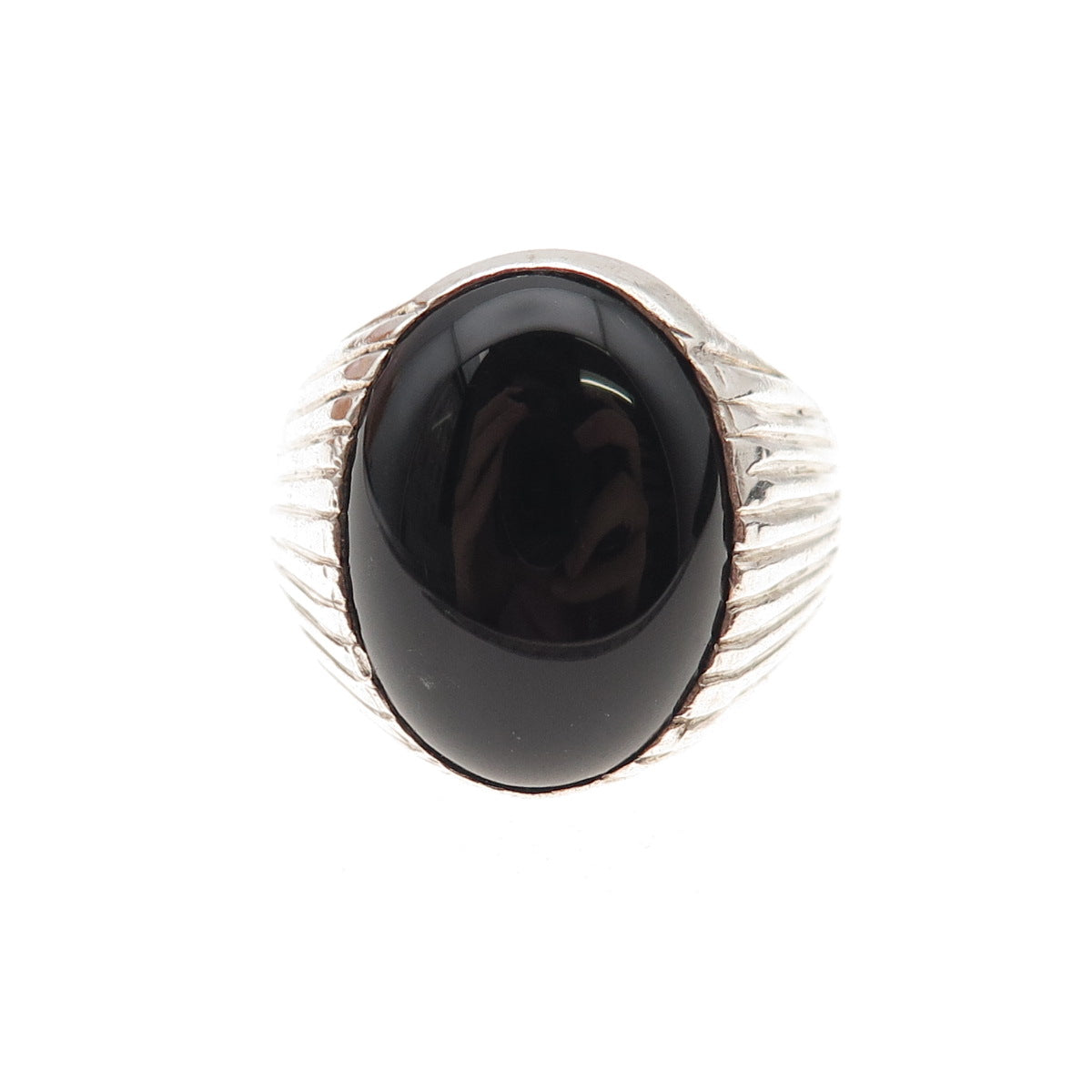 Old Pawn 925 Sterling Silver Vintage Southwestern Black Onyx Ring Size 11.5