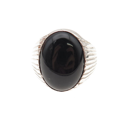 Old Pawn 925 Sterling Silver Vintage Southwestern Black Onyx Ring Size 11.5