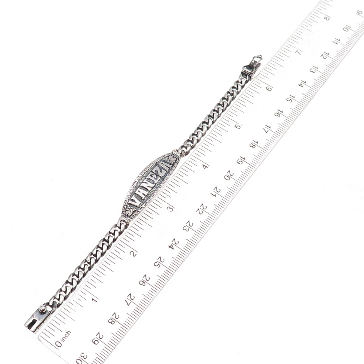 925 Sterling Silver Vintage Vaneza Name ID Cuban Link Bracelet 5.75"