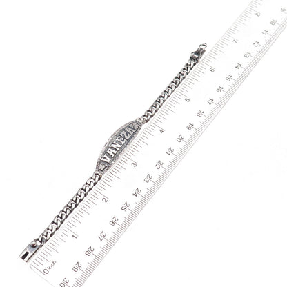 925 Sterling Silver Vintage Vaneza Name ID Cuban Link Bracelet 5.75"