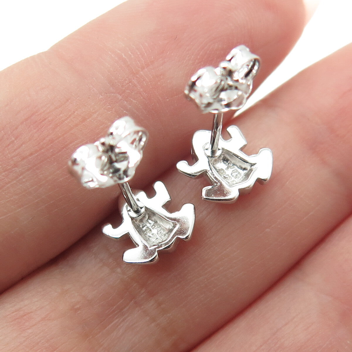 925 Sterling Silver Frog For Good Luck Stud Earrings