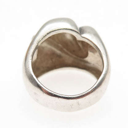 925 Sterling Silver Vintage Modernist Dome Oxidized Ring Size 6