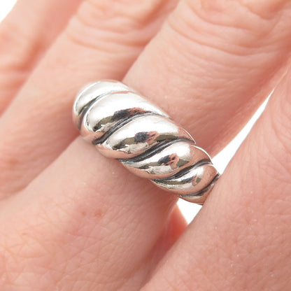Carolyn Pollack Sterling Silver Vintage Modernist Ribbed Oxidized Ring Size 9
