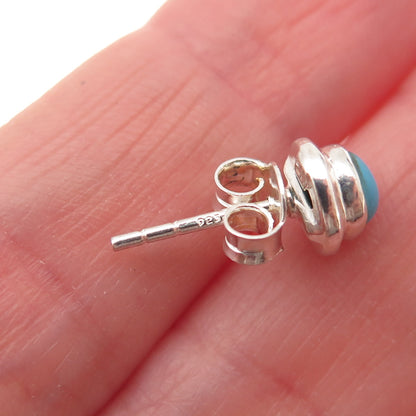 925 Sterling Silver Vintage Real Turquoise Stud Earrings