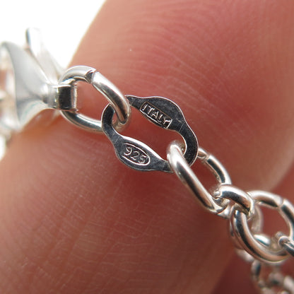 925 Sterling Silver Vintage Italy Heart Lock Dangle Charm Bracelet 6.75"