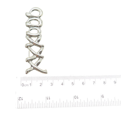 925 Sterling Silver Vintage Mexico XO Hugs & Kisses Pin Brooch