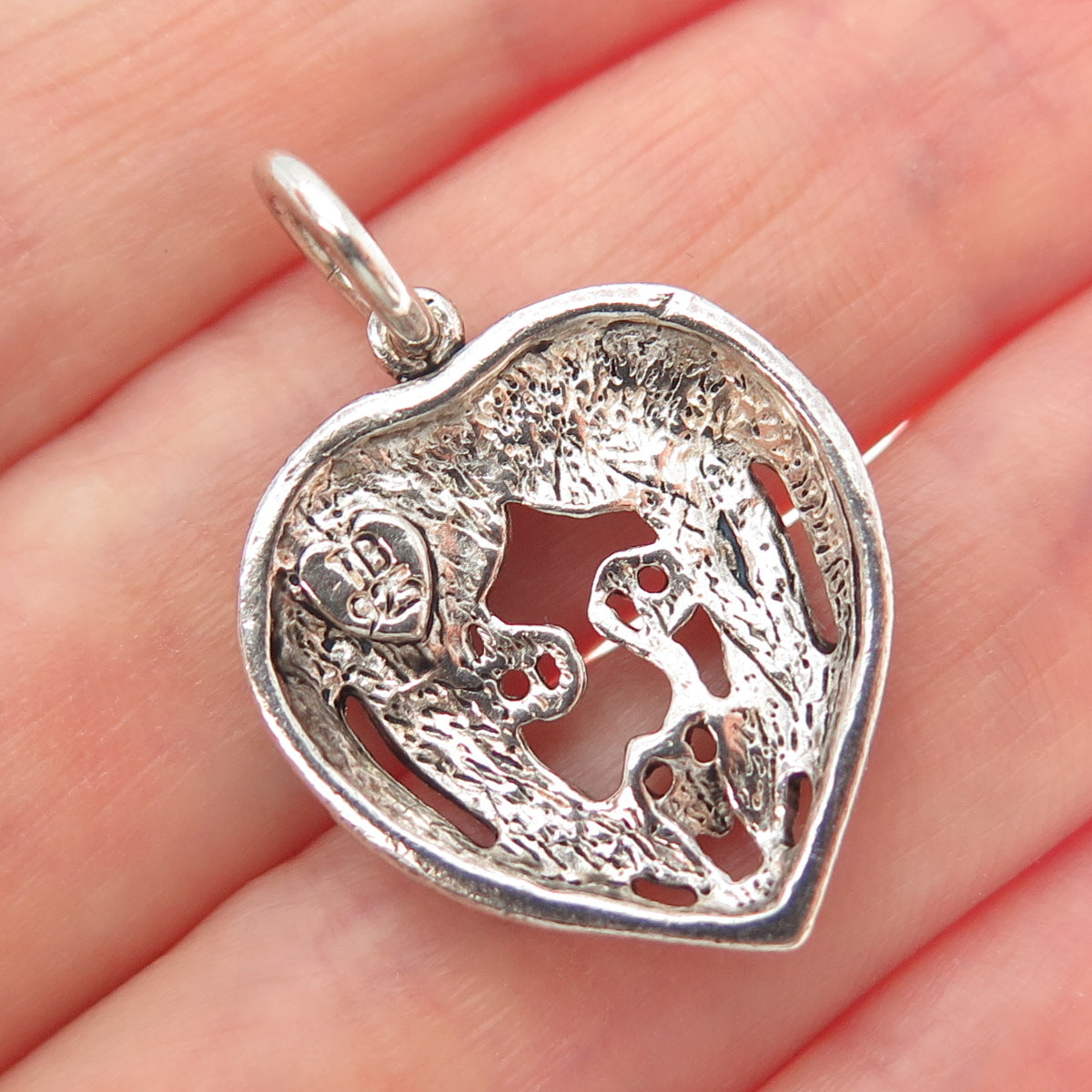 TRU BELIEVERS 925 Sterling Vintage Reflection of Christ Heart w/ Angels Pendant