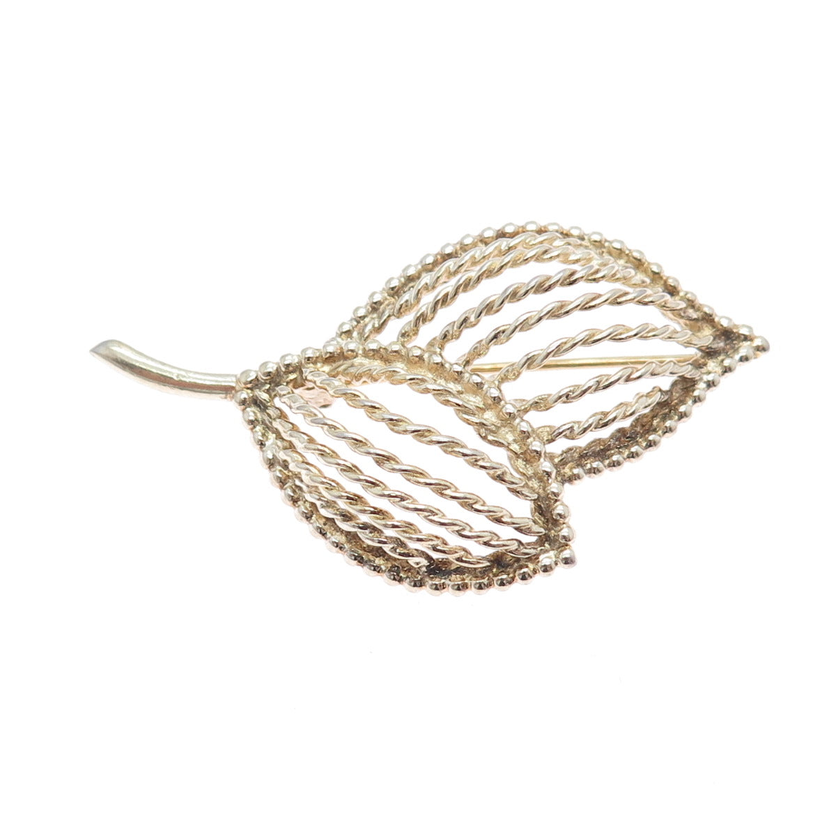 NAPIER 925 Sterling Silver Gold Plated Vintage Floral Leaf Pin Brooch
