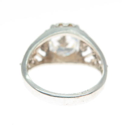 925 Sterling Silver Oval-Cut Shaped C Z Ornate Heart Ring Size 6.5