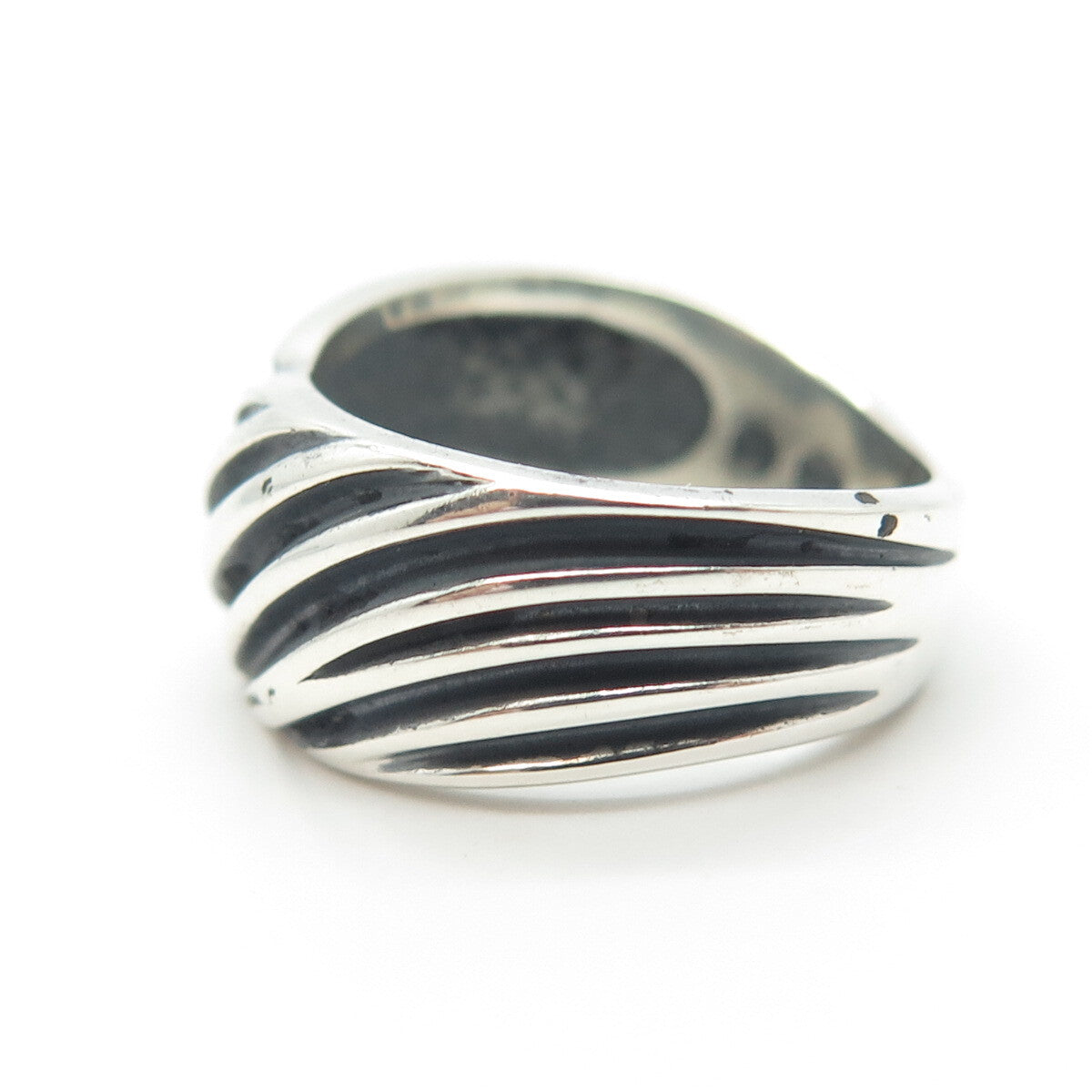 925 Sterling Silver Vintage Ribbed Ring Size 5.5