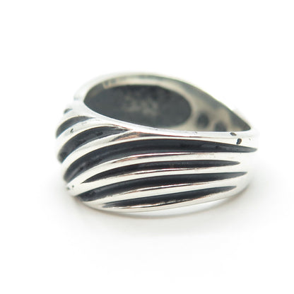 925 Sterling Silver Vintage Ribbed Ring Size 5.5