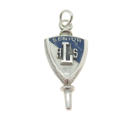 HERFF JONES 925 Sterling Silver Antique Enamel "Senior HLS" Pendant