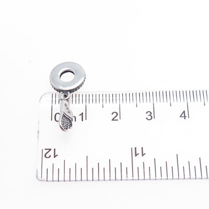 PANDORA 925 Sterling Silver C Z Best Friends Forever Dangle Heart Slide Charm