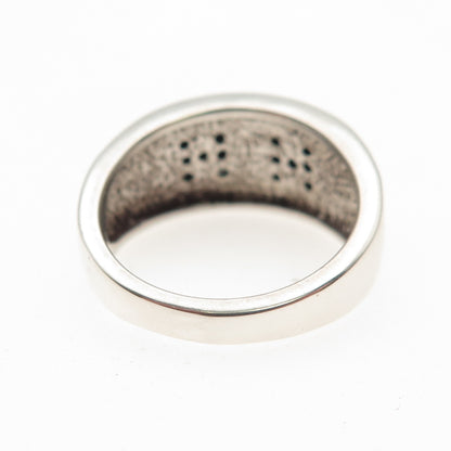 925 Sterling Silver Real Round-Cut Black Diamond Ring Size 7.25