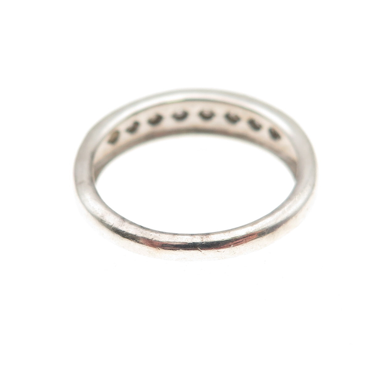 925 Sterling Silver Real Round-Cut Diamond Half Eternity Ring Size 6.25