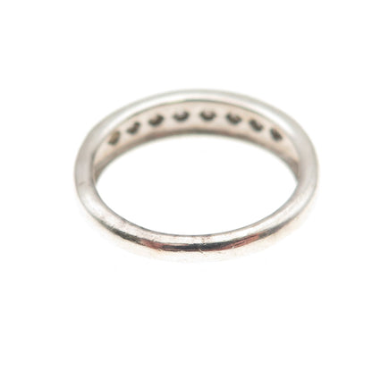 925 Sterling Silver Real Round-Cut Diamond Half Eternity Ring Size 6.25