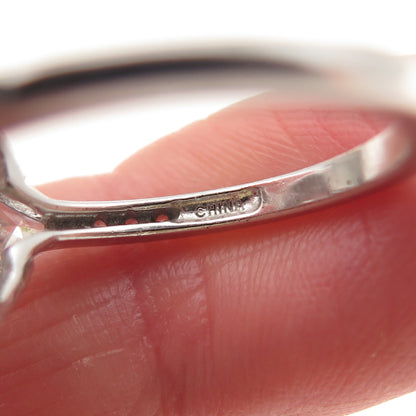 925 Sterling Silver Real Black Spinel & C Z Ring Size 7