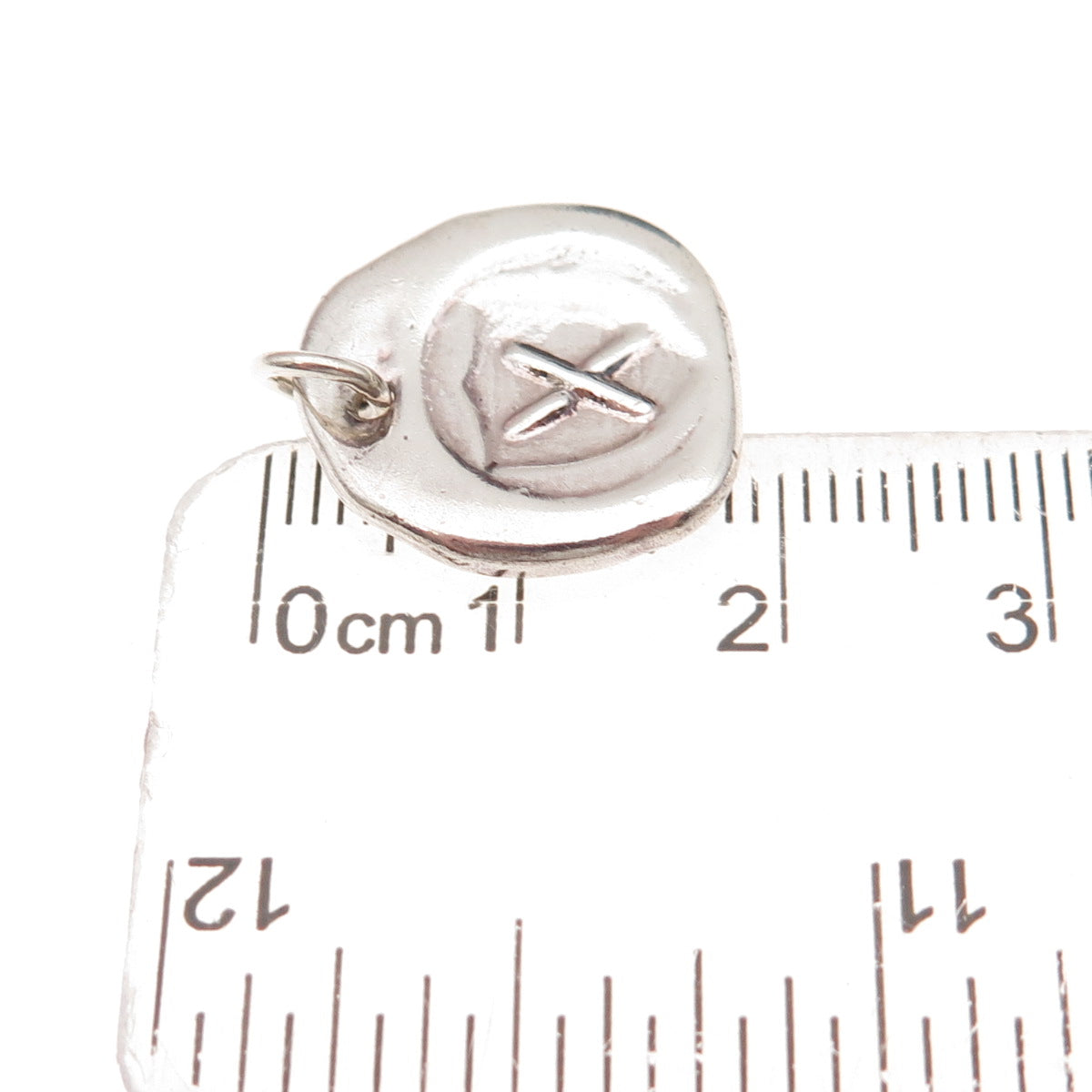 925 Sterling Silver Vintage Letter X Wax Seal Oxidized Charm Pendant