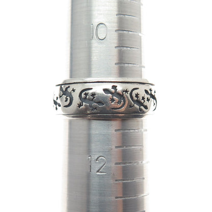 PETER STONE 925 Sterling Silver Vintage Lizard Rotating Band Ring Size 11.25