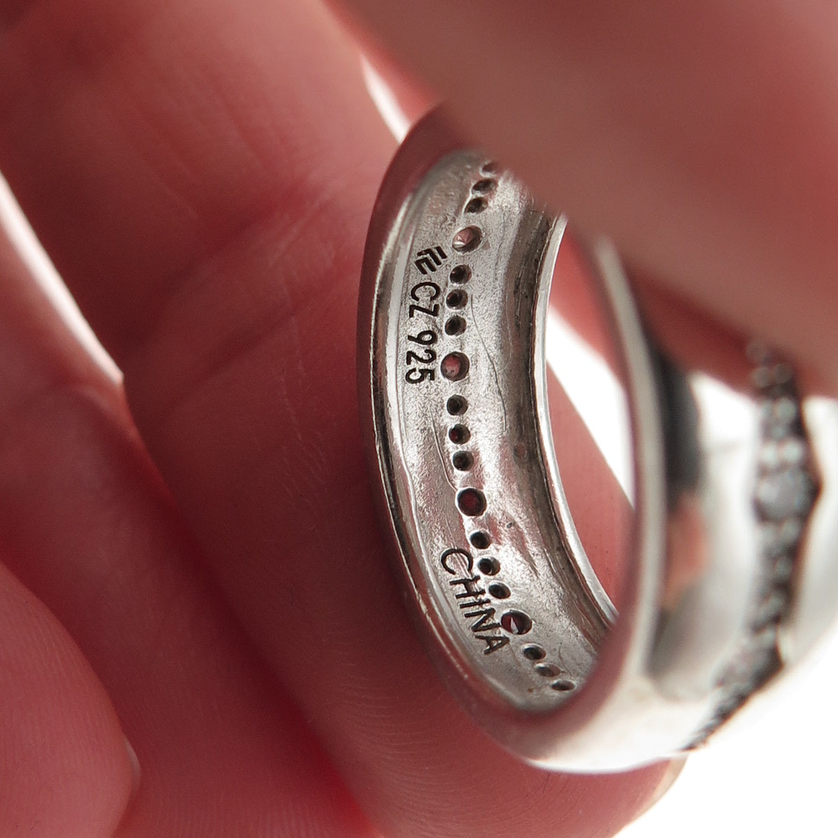 925 Sterling Silver Round-Cut C Z All Around Eternity Band Ring Size 7