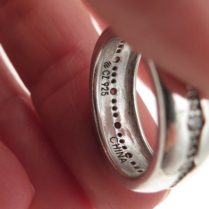 925 Sterling Silver Round-Cut C Z All Around Eternity Band Ring Size 7