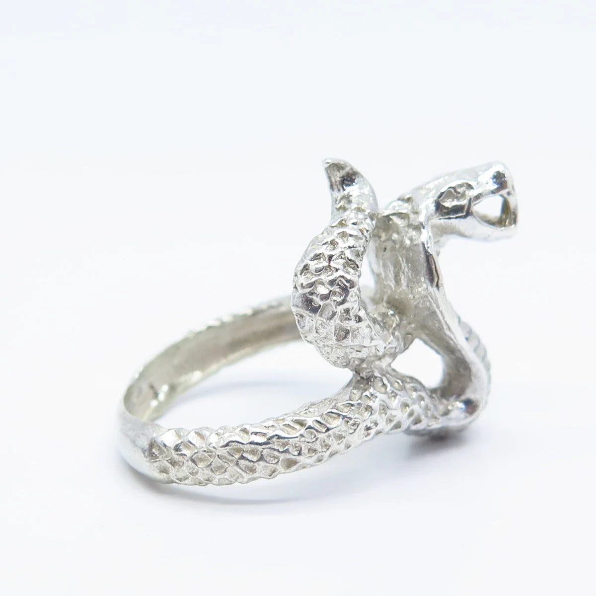 925 Sterling Silver Vintage Cobra Snake Ring Size 7.25