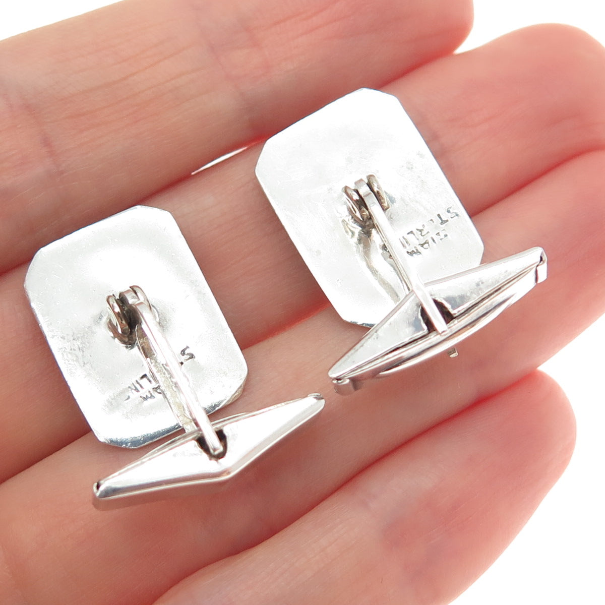 925 Sterling Silver Antique Siam Niello Hindu Goddess Cufflinks