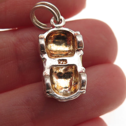925 Sterling Silver Vintage Enamel Sport Car 3D Charm Pendant
