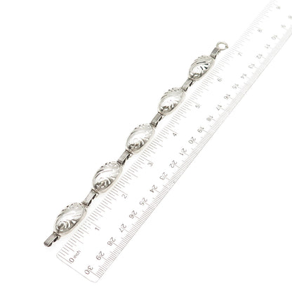 PETTELL'S 925 Sterling Silver Vintage Floral Dome Link Bracelet 7.25"