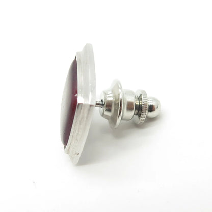 925 Sterling Silver Vintage Red Enamel Pin