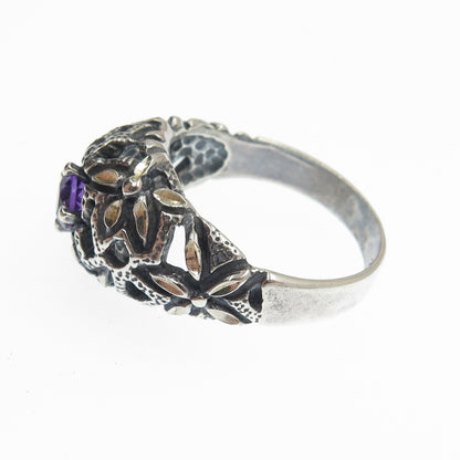 CAROLYN POLLACK 925 Sterling Silver Vintage Real Amethyst Gem Ring Size 9.25