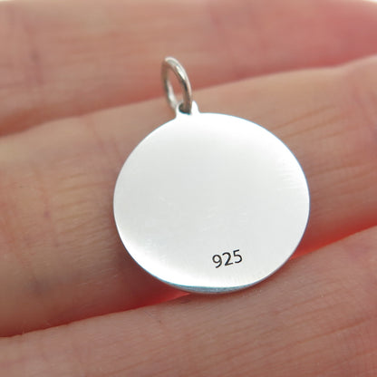 925 Sterling Silver Purple Enamel Cat Couple Heart Minimalist Charm Pendant