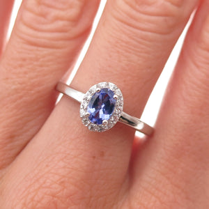 Chuck Clemency 925 Sterling Silver Real Tanzanite & White Topaz Ring Size 8