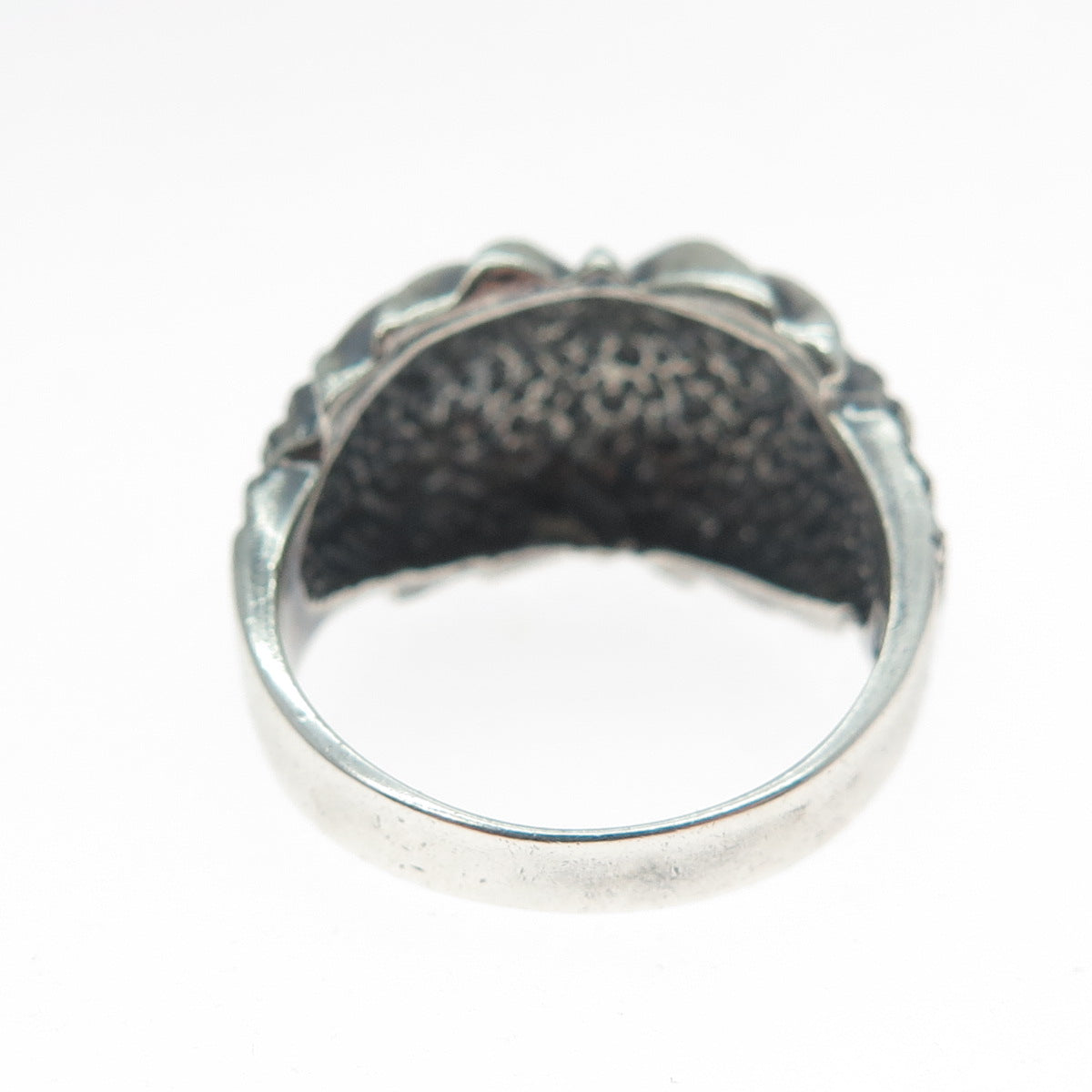 925 Sterling Silver Vintage Modernist Crisscross Oxidized Ring Size 7.25