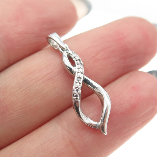 925 Sterling Silver Real Diamond Accent Infinity Pendant