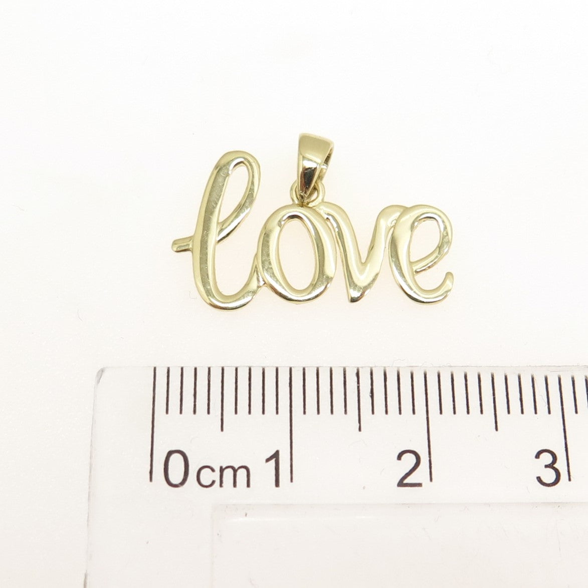 14K Yellow Gold "LOVE" Minimalist Charm Pendant