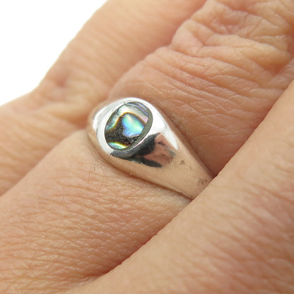 925 Sterling Silver Vintage Real Abalone Shell Ring Size 6